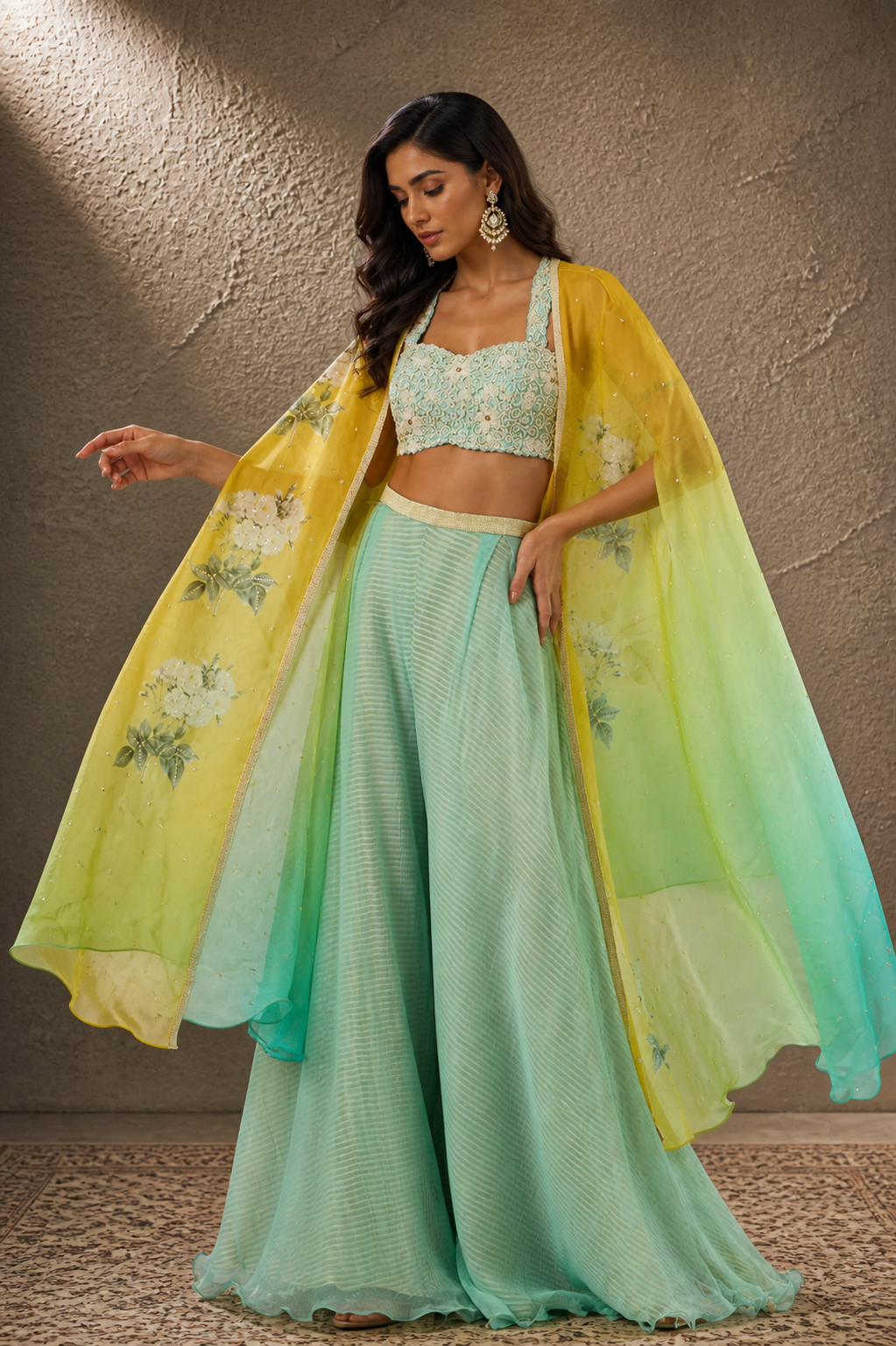 Multi-Colored Printed Cape Set