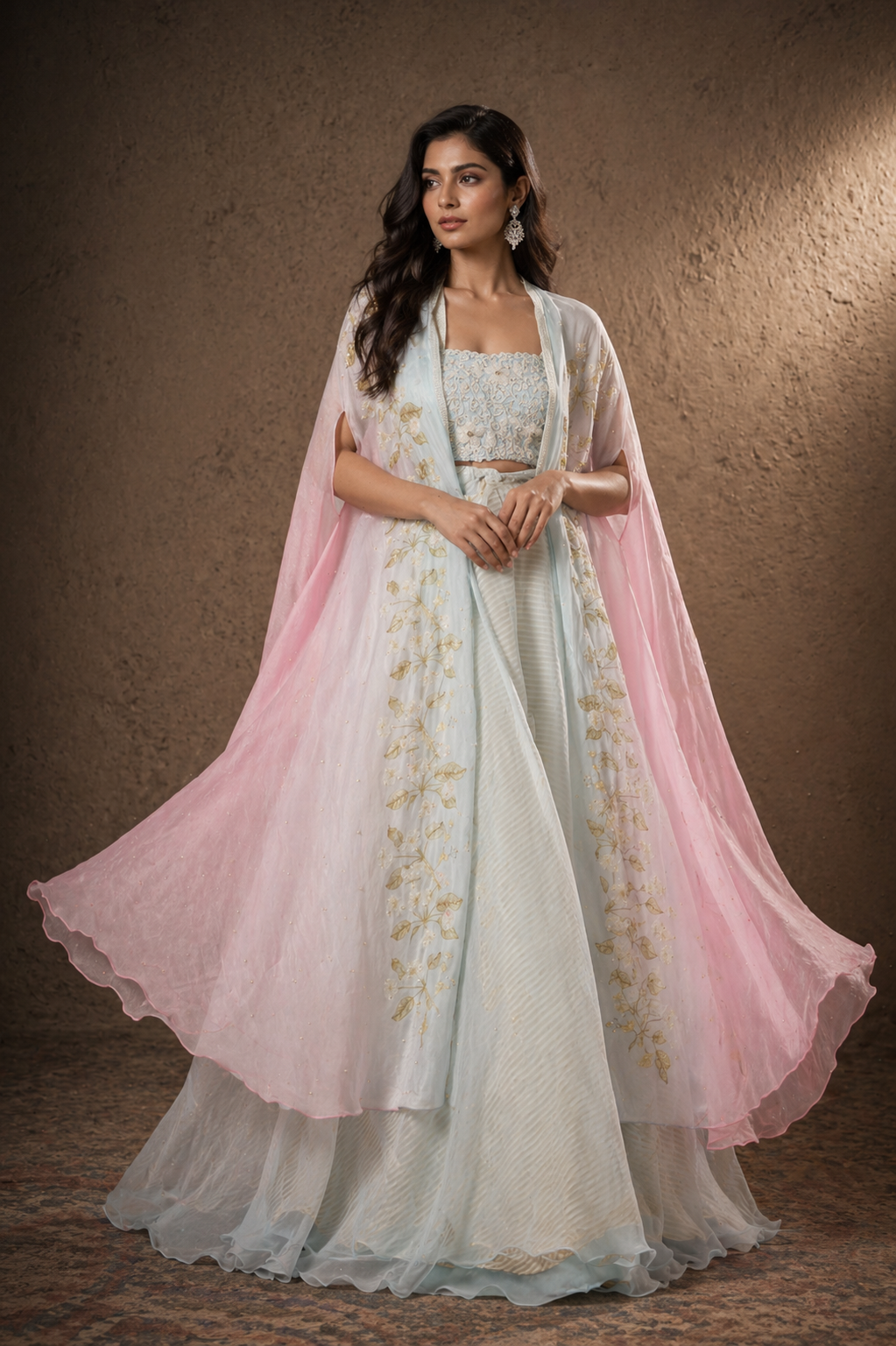 The Azure & Rose Ombre Cape Set