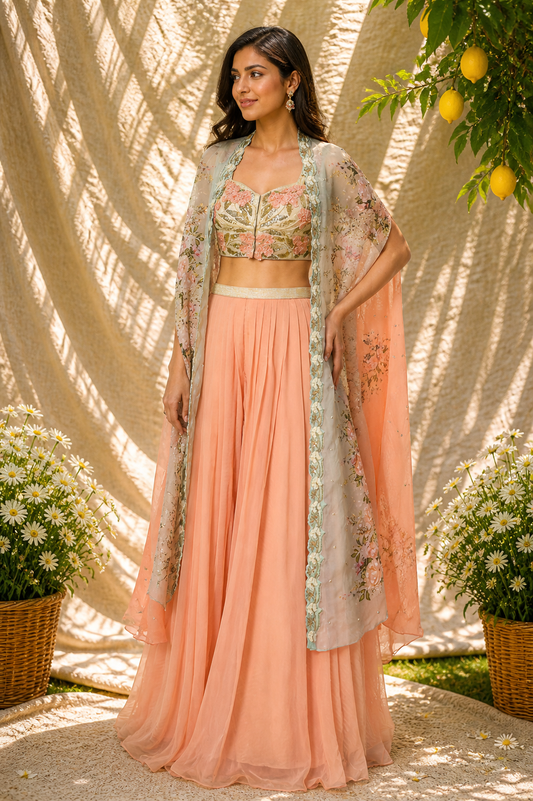 Peach Digital Printed Palazzo Set