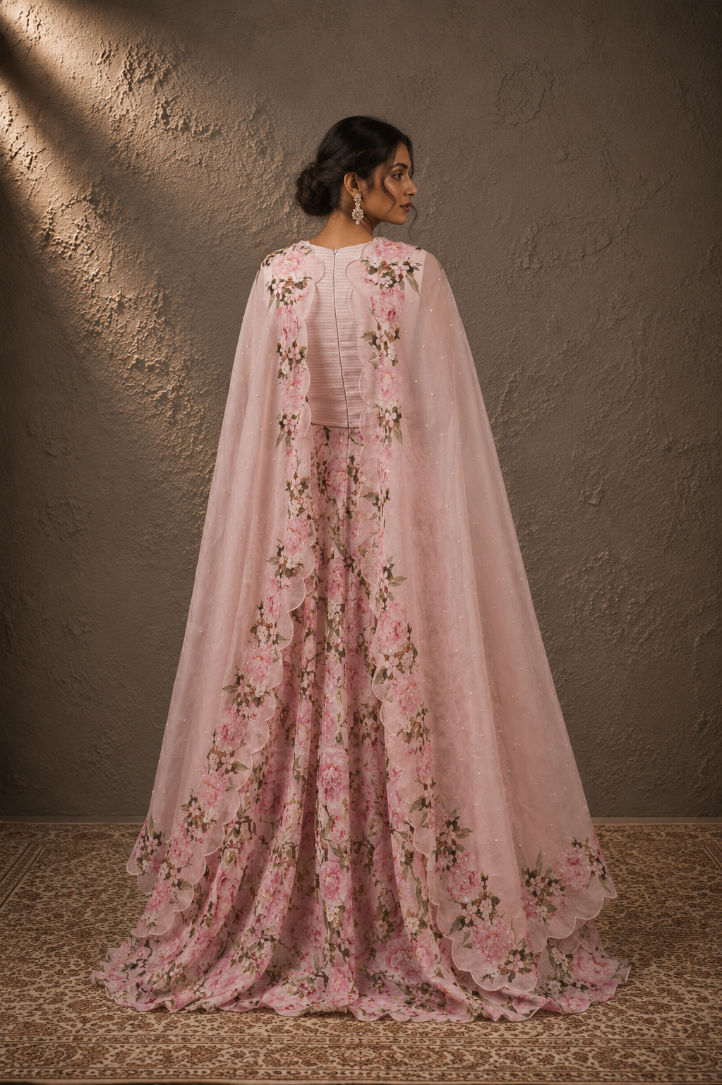 The Blush Peony Scalloped Cape & Palazzo Set