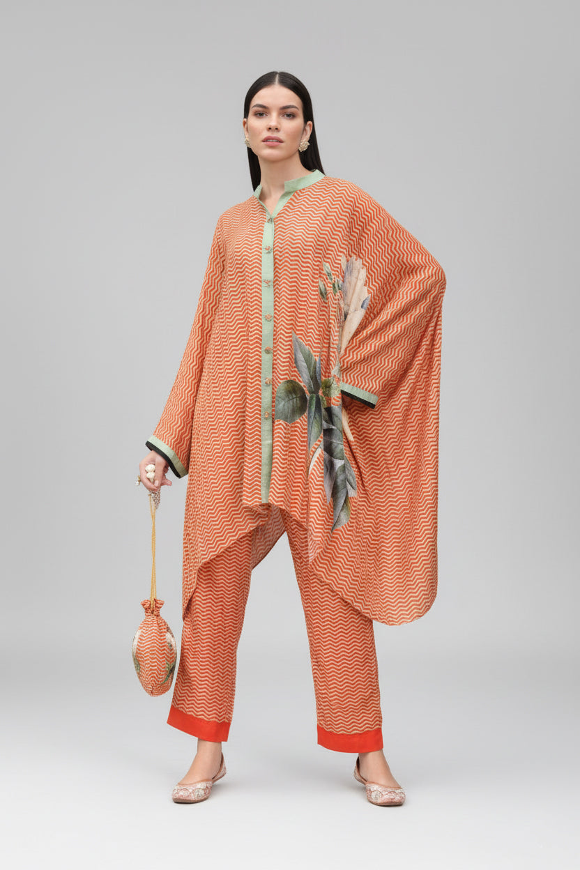 Terracotta Bloom Kaftan Set