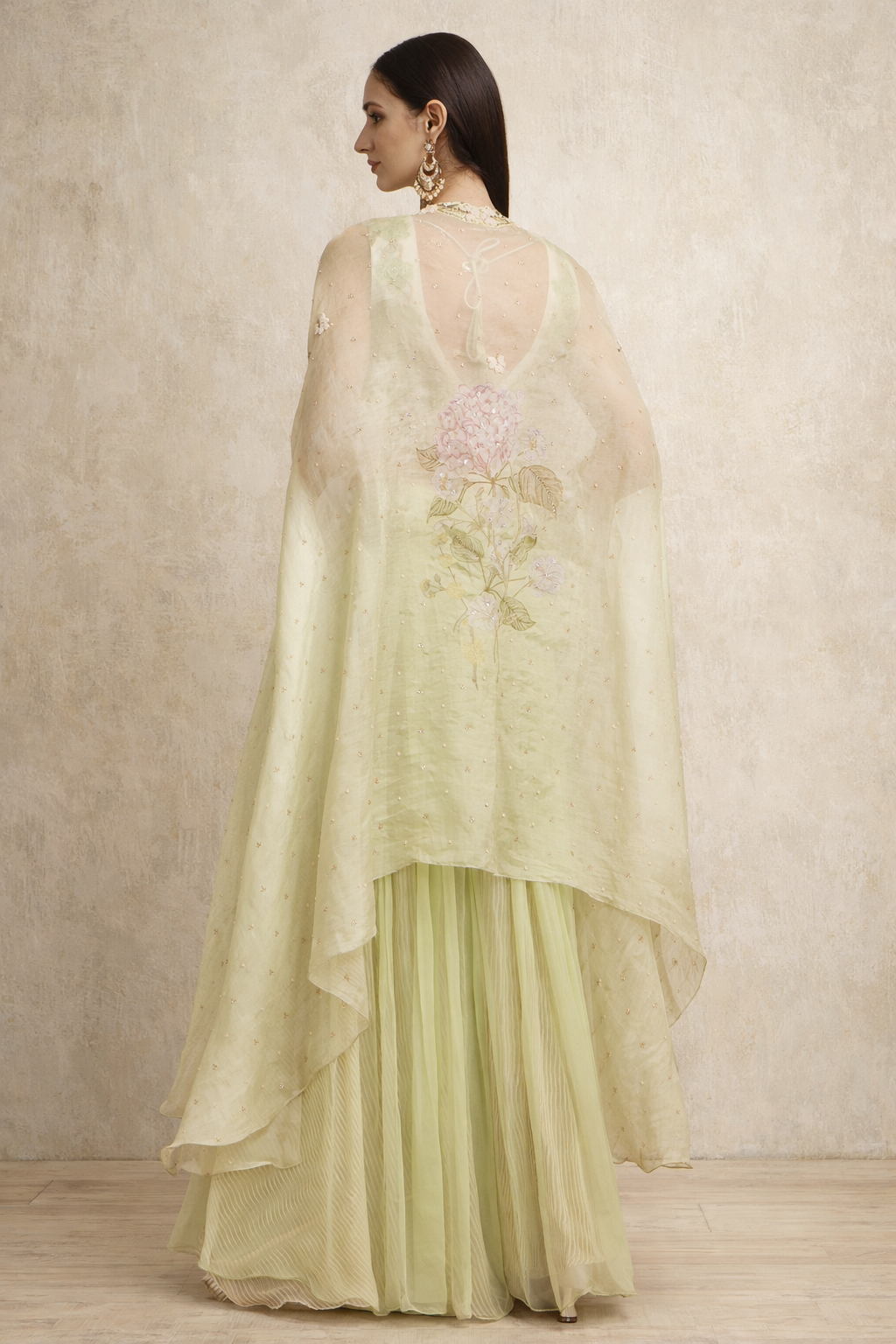 Jade Organza Digital Printed Jacket Lehenga Set Yashodhara