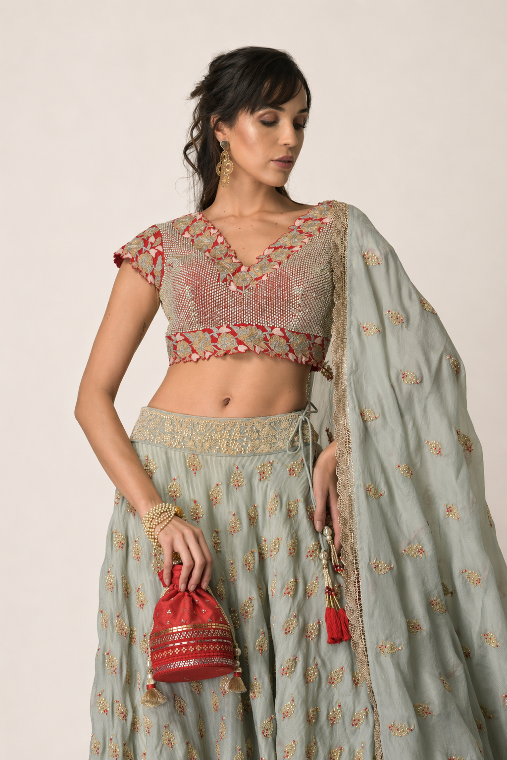 Sage & Scarlet Embellished Lehenga Set