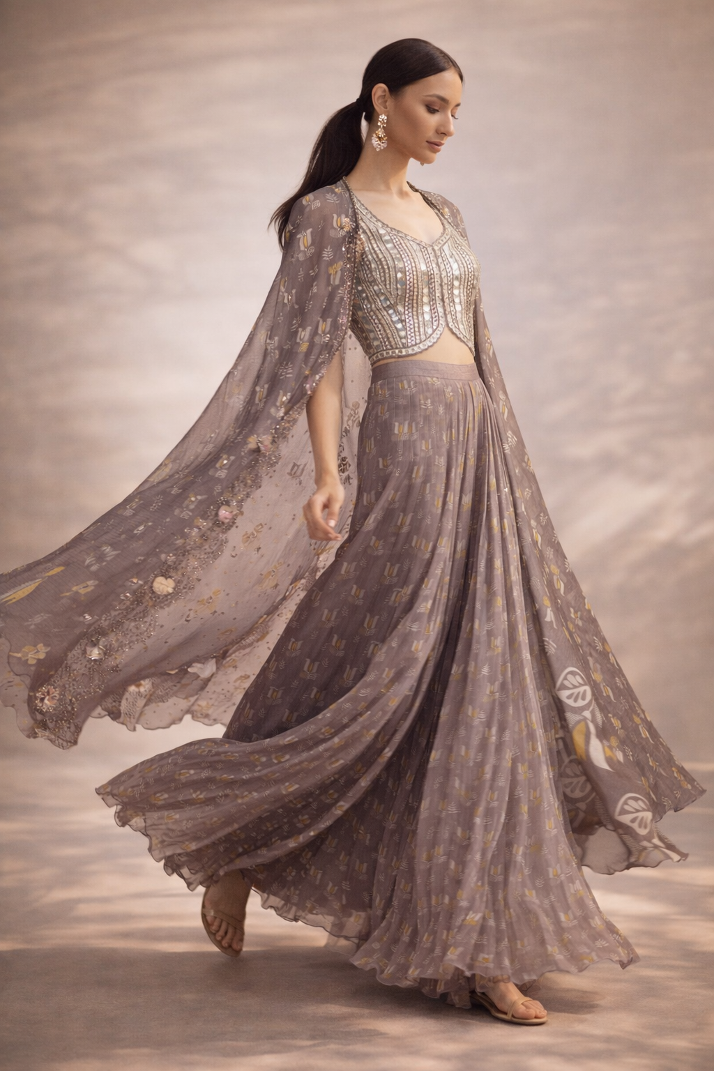 Smoky Lilac Mirror Cape Set