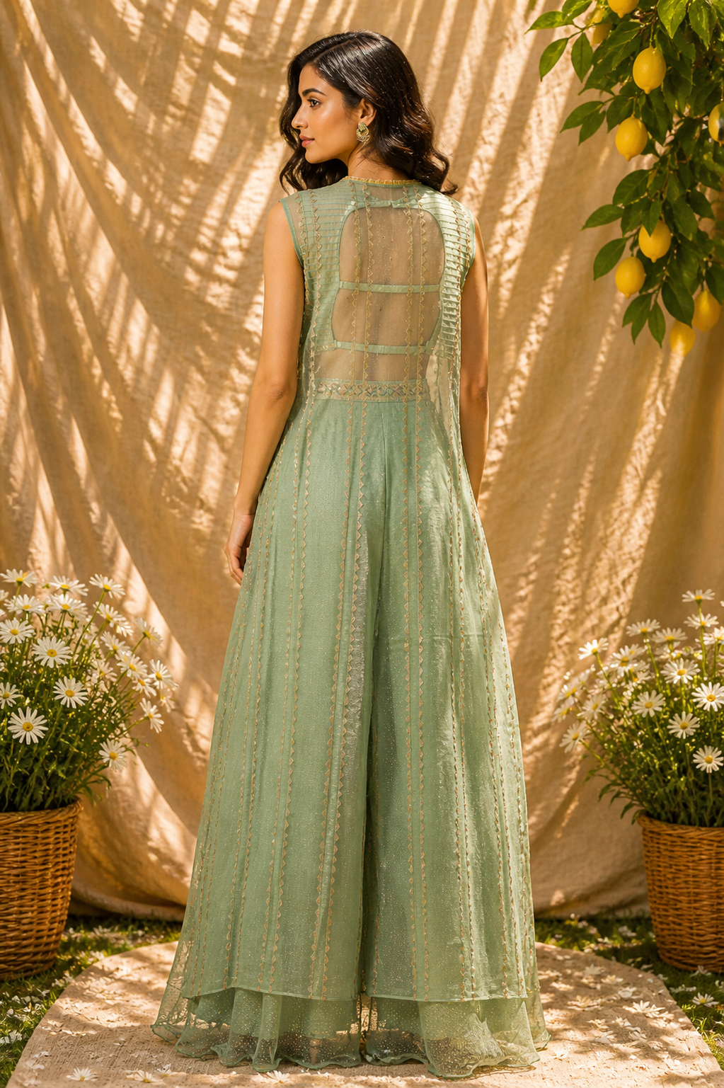 Sage Green Printed Pant Set