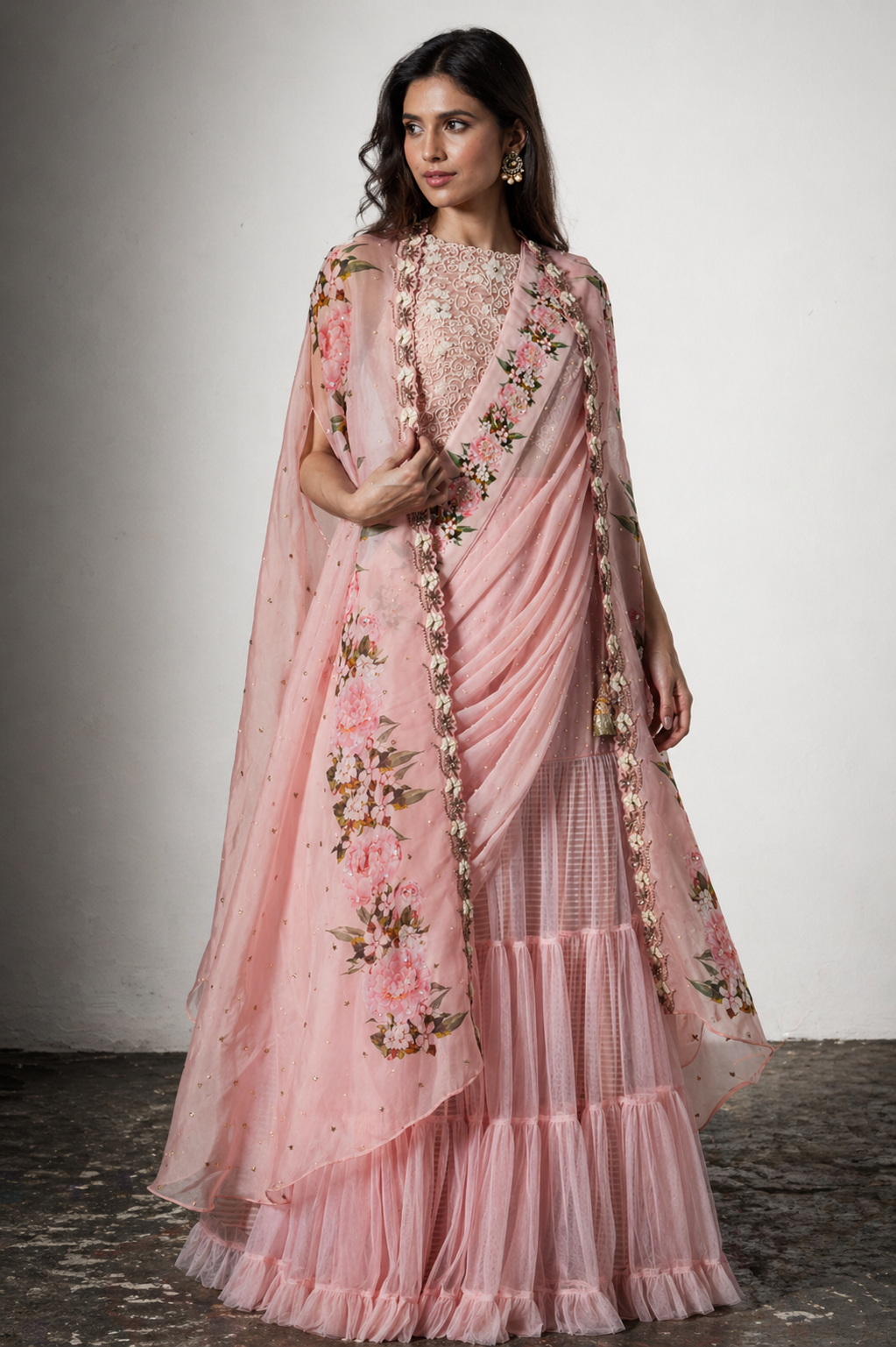 Blush Pink Chiffon Lehenga Set
