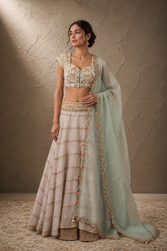 Embellished 3D Floral Lehenga