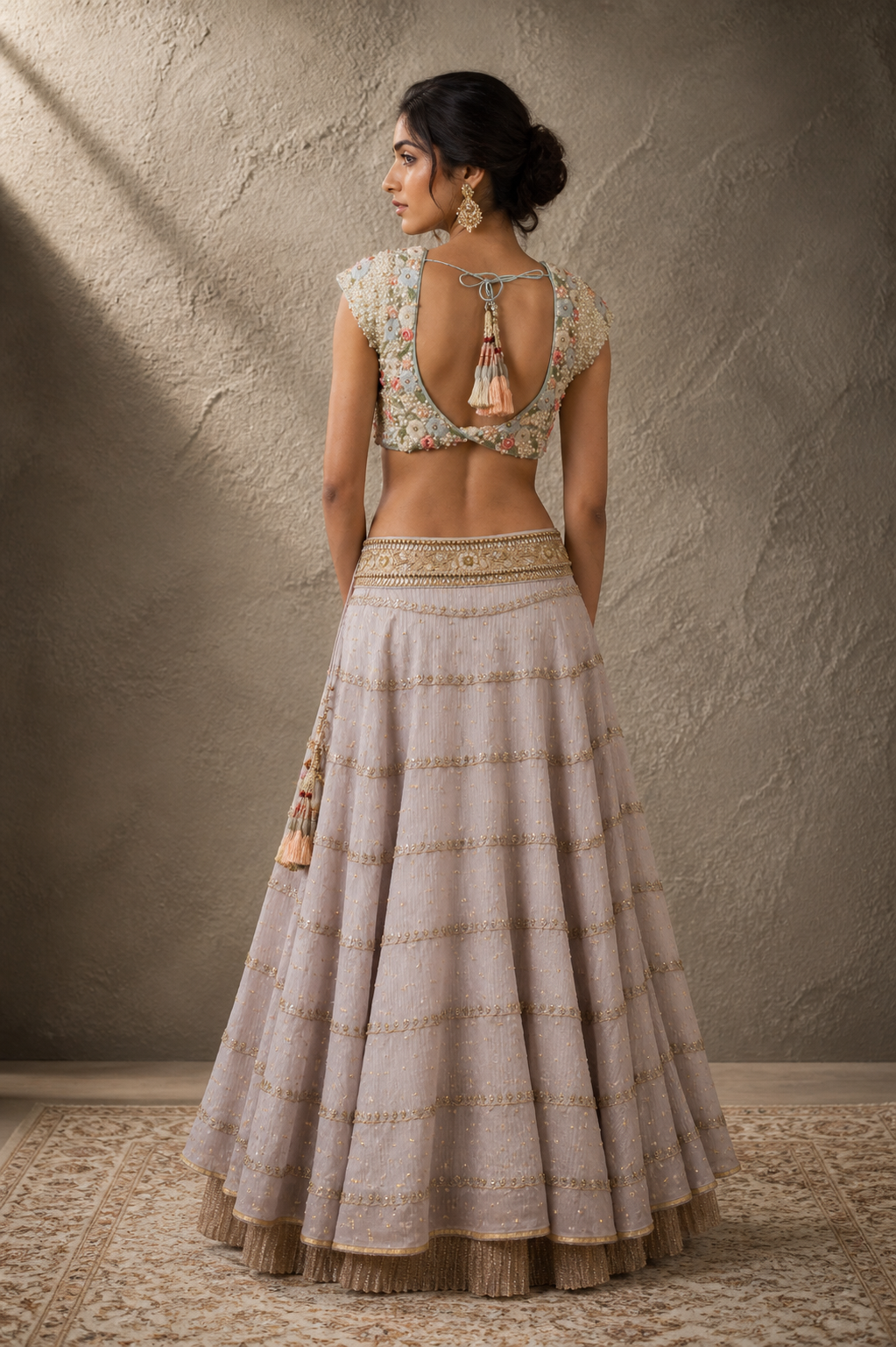 Embellished 3D Floral Lehenga