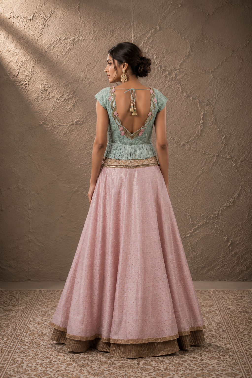 The Mint & Rose Tassel Peplum Lehenga Set