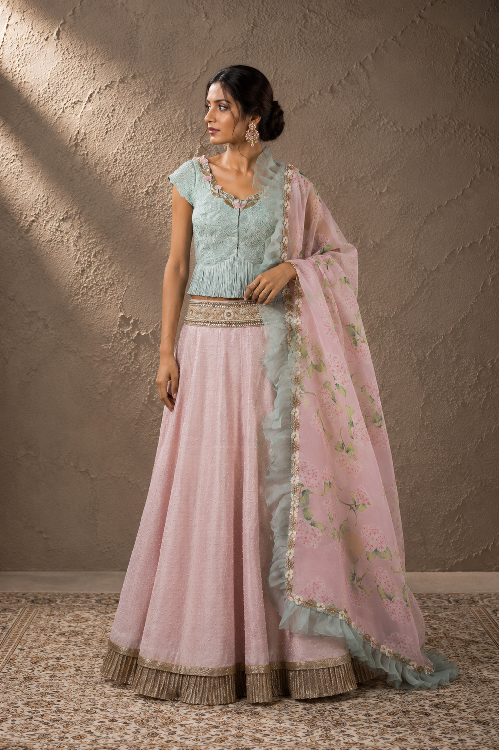 The Mint & Rose Tassel Peplum Lehenga Set
