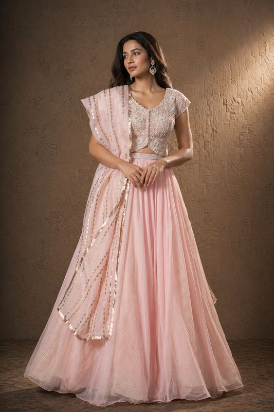 The Blush Aura Embroidered Lehenga