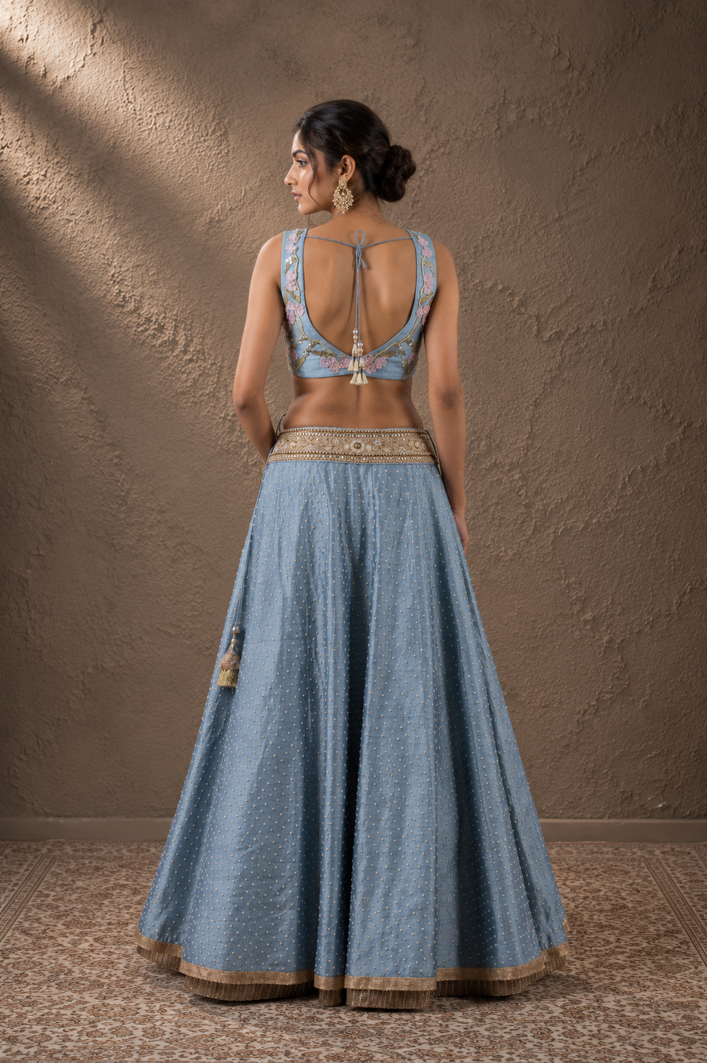 The Serene Sky & Floral Hydrangea Lehenga Set