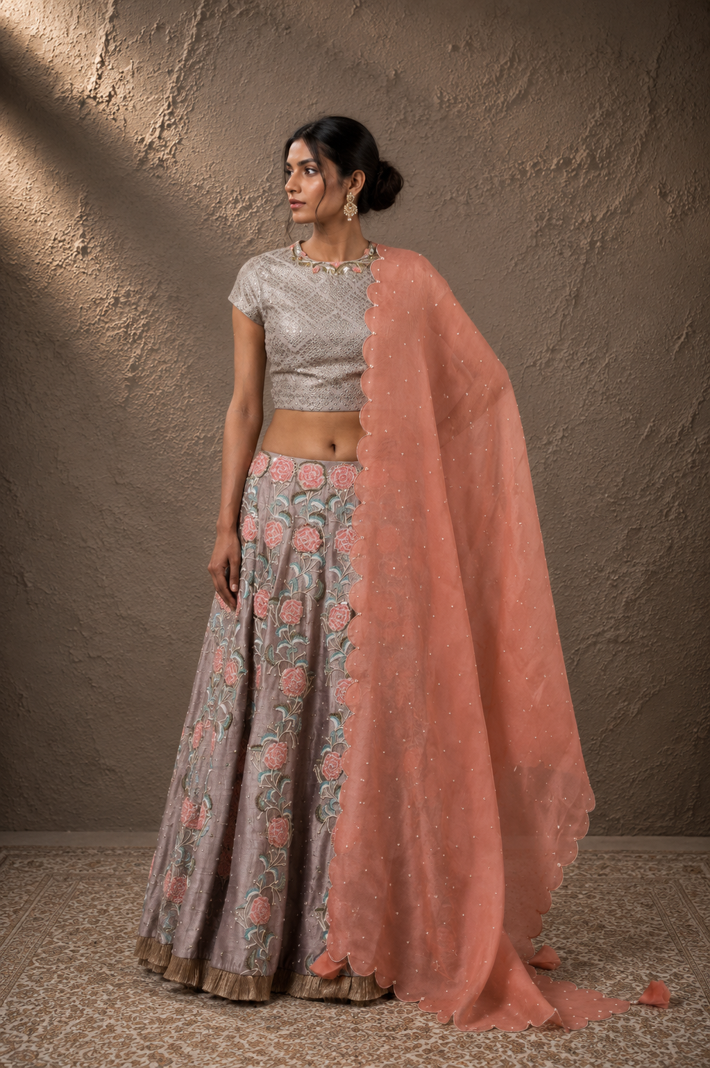The Mauve Scalloped Coral Lehenga Set