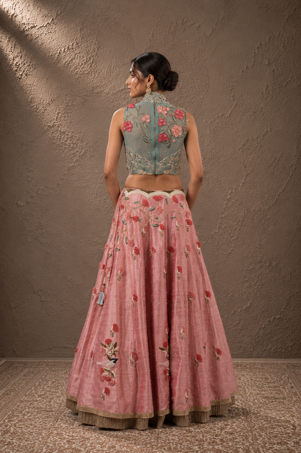 The Sage High-Neck & Rosebud Garden Lehenga Set