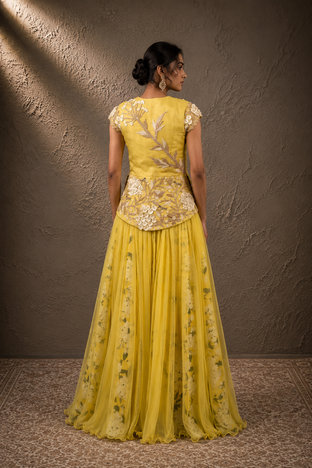 The Sunshine Canary PeplumJacket & Pleated Tulle Skirt Set