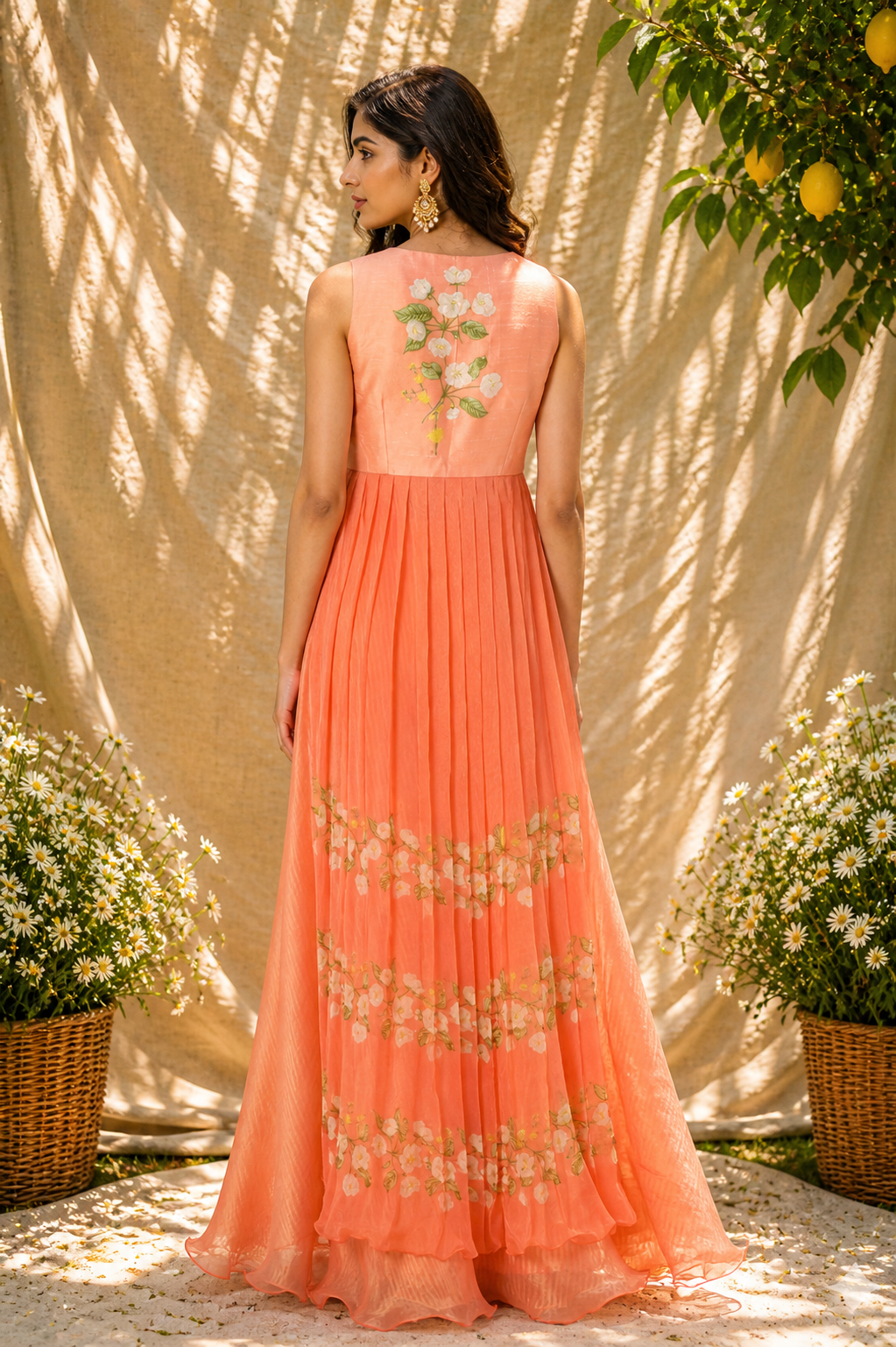 Orange Anarkali Gown