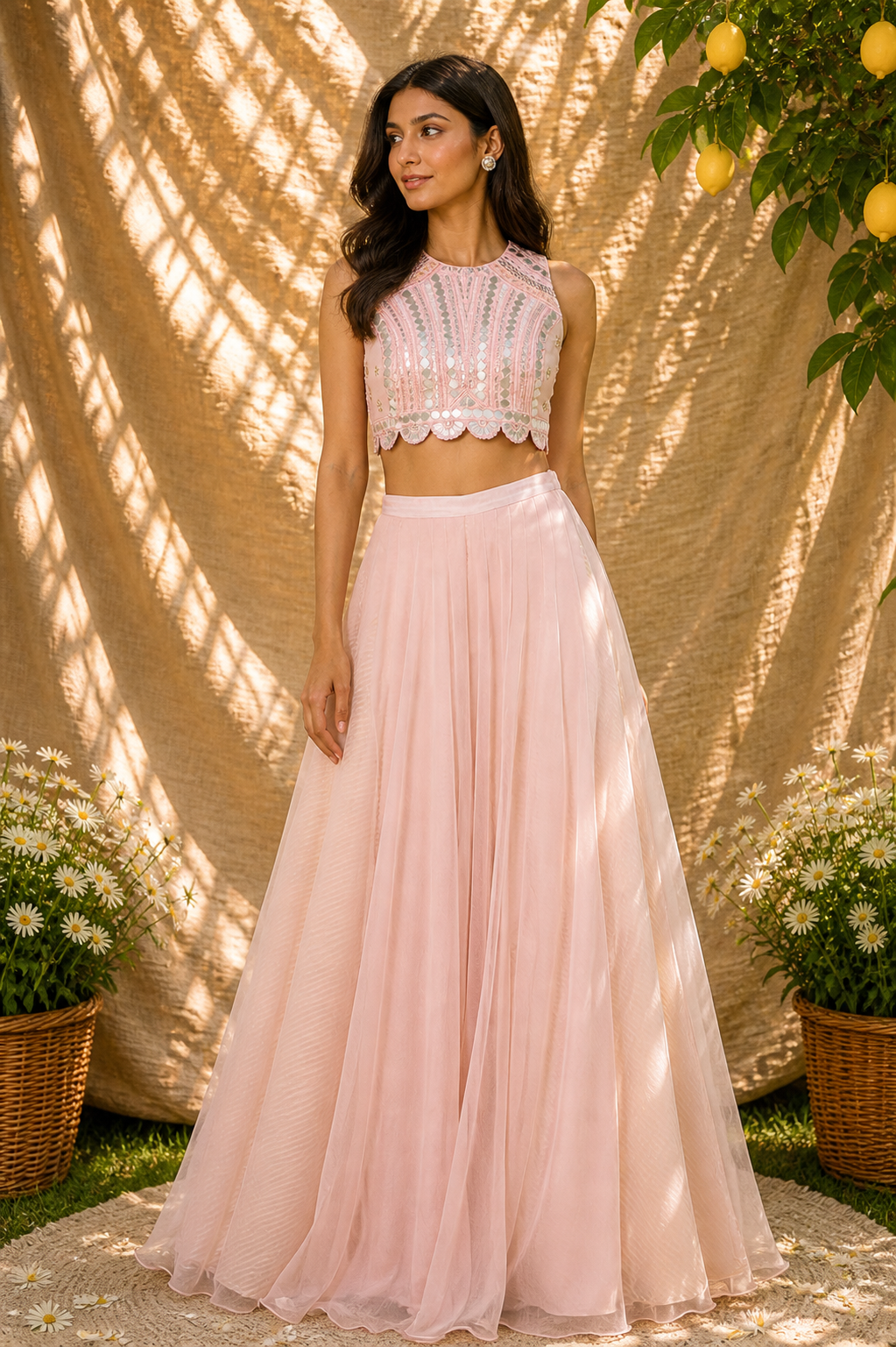 Blush Pink Chiffon Pant Set