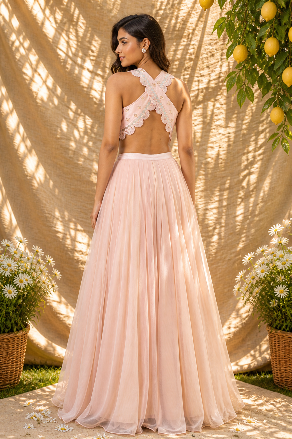 Blush Pink Chiffon Pant Set