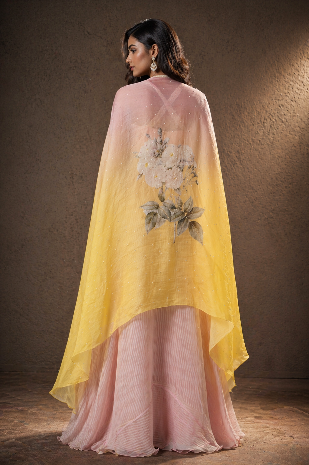 Blush Pink Palazzo Set With Cape