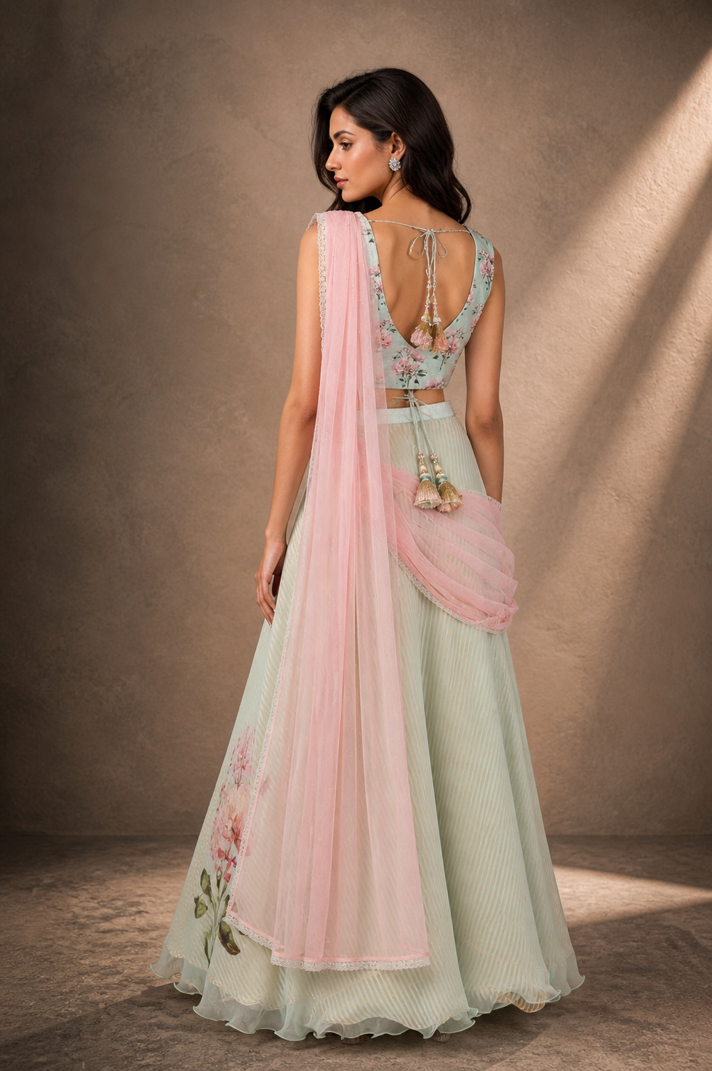 Mint Green Chiffon Palazzo Pant Set
