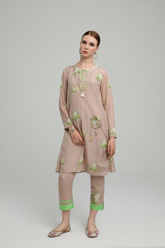 Sage Mist Floral Kurta Set