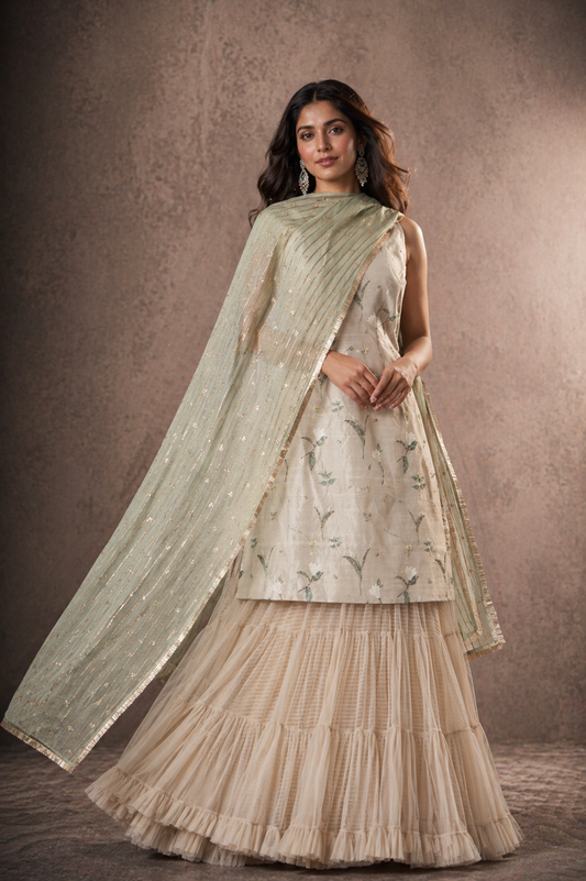 The Sage Flora Tiered Sharara Set