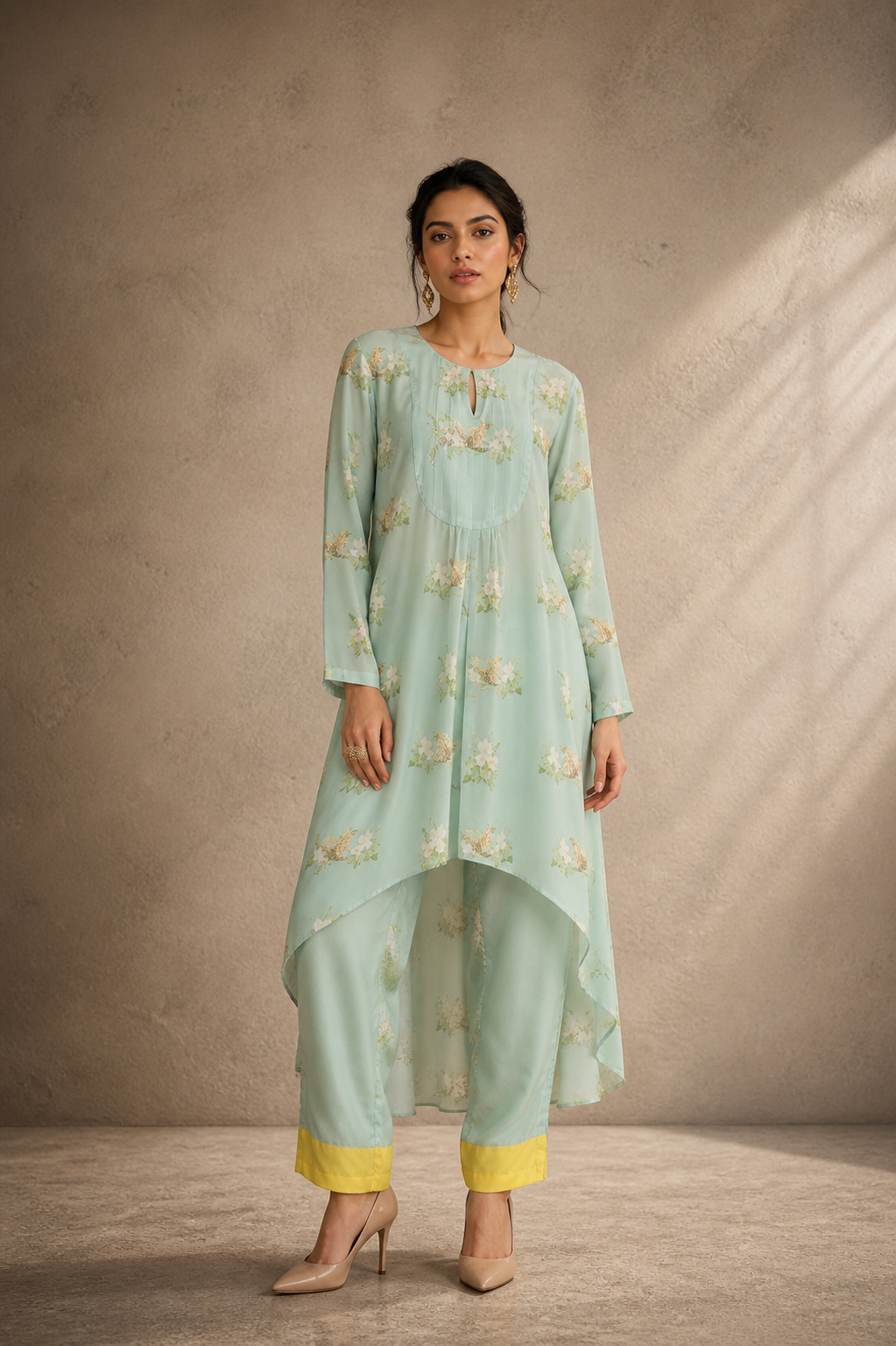 Mint Garden Asymmetrical Kurta Set