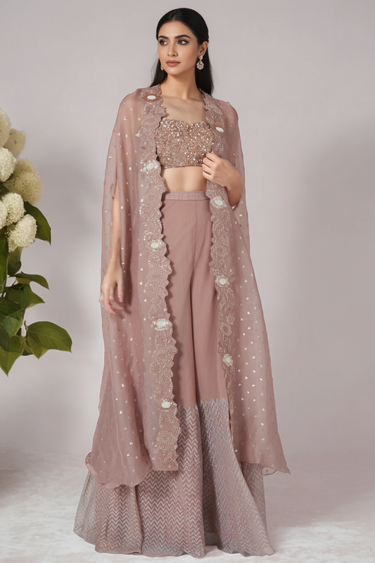 Embroidered Cape Set