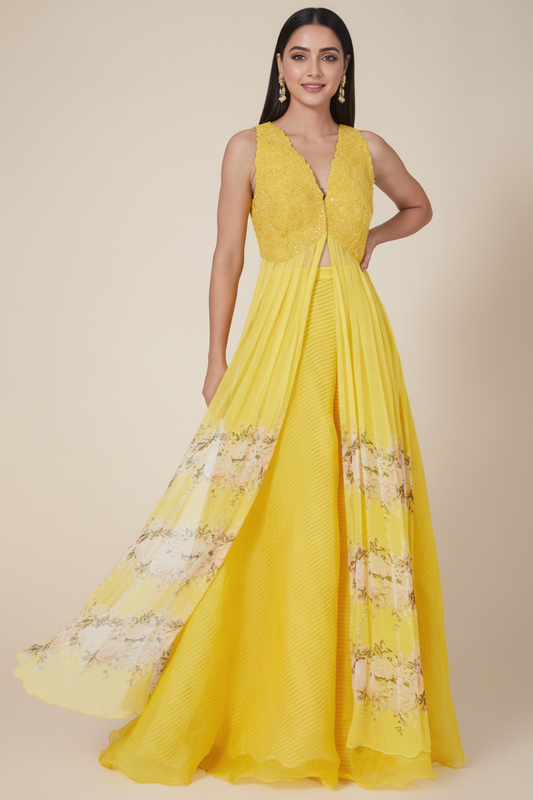 Yellow Digital Printed Kurta Set