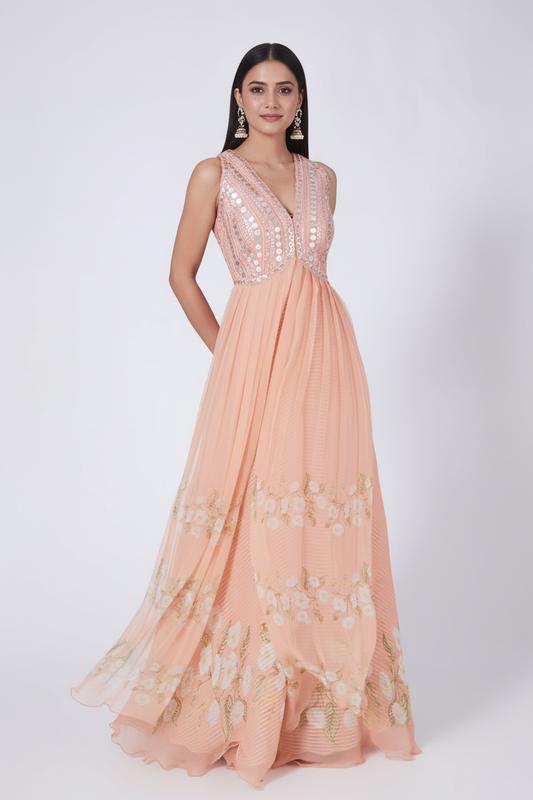 Peach Digital Printed Kurta Set