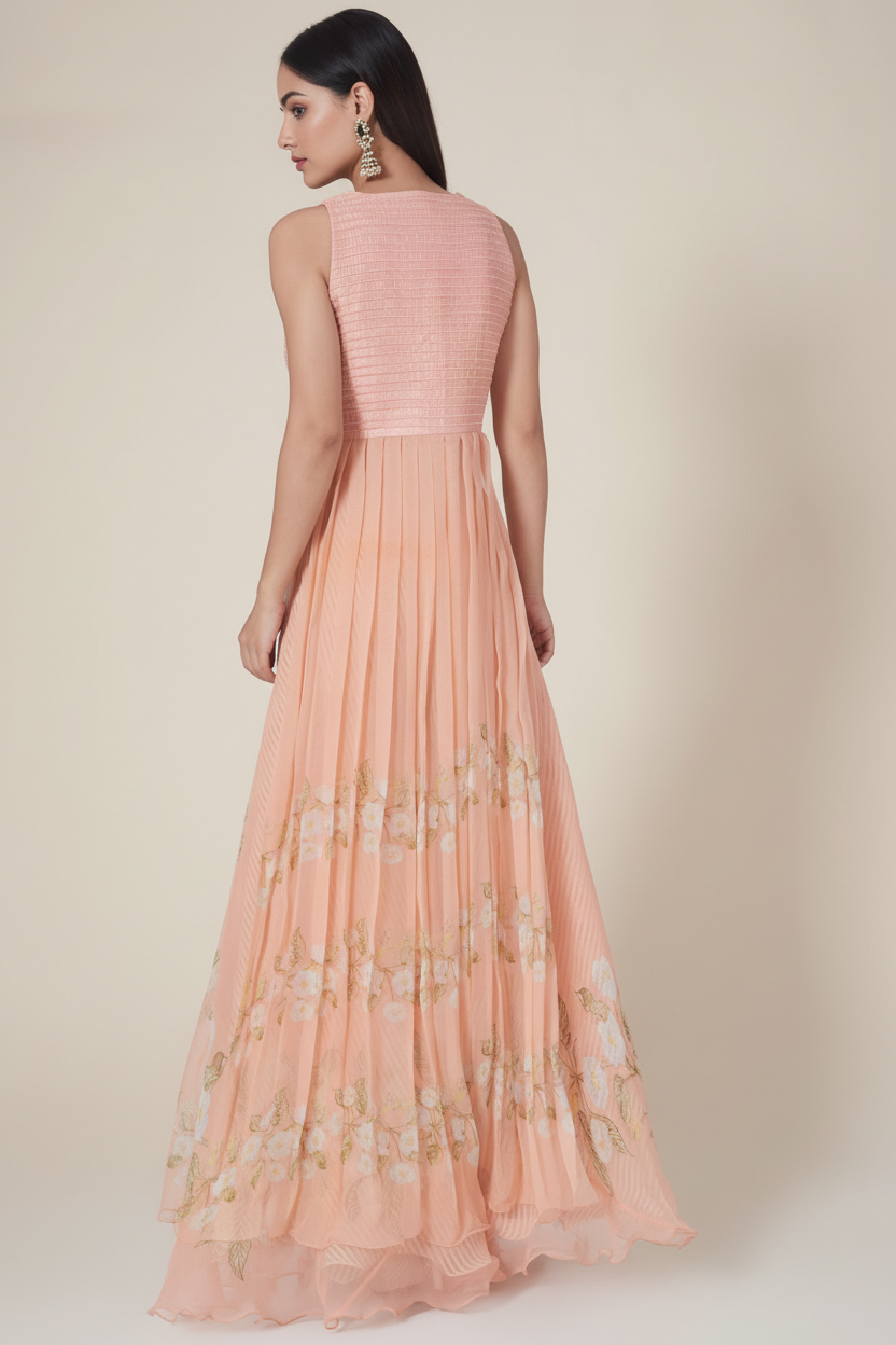 Peach Digital Printed Kurta Set