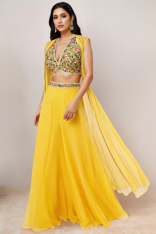 Yellow Printed Pant Set