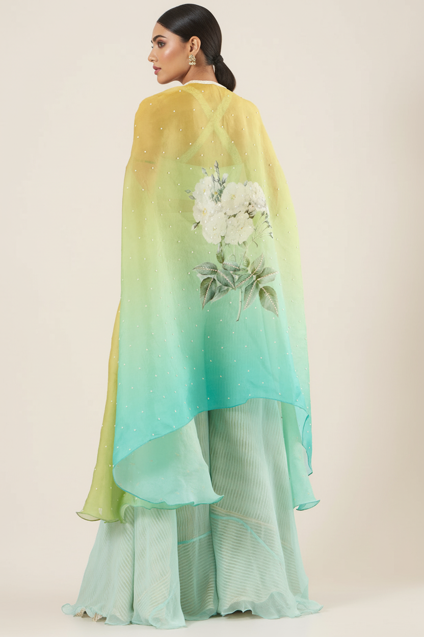 Multi-Colored Printed Cape Set