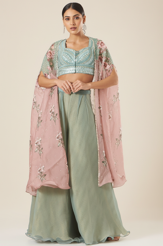 Multi-Colored Printed Cape Set