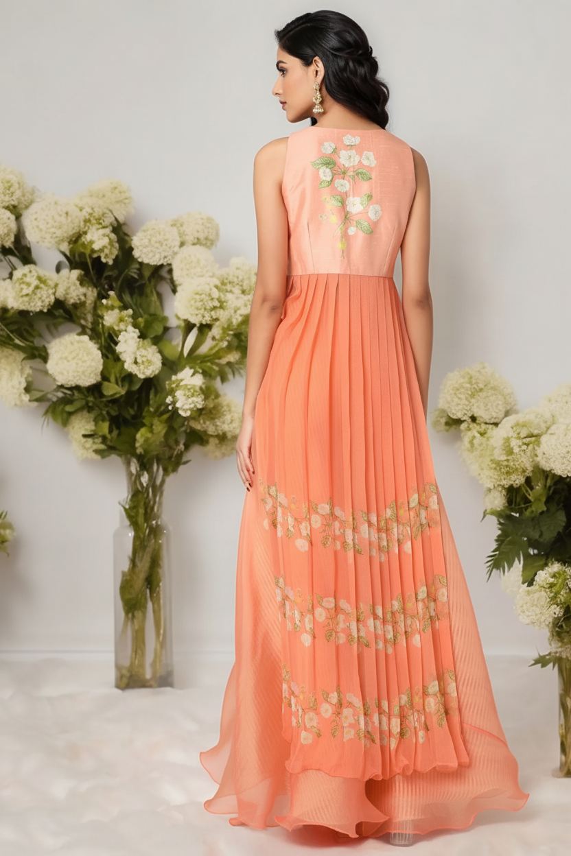 Orange Organza Kurta Set