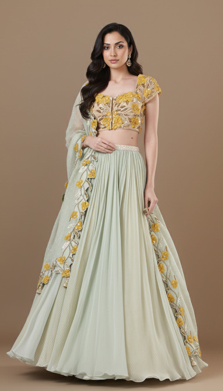Sunlit Meadow Embroidered Lehenga Set