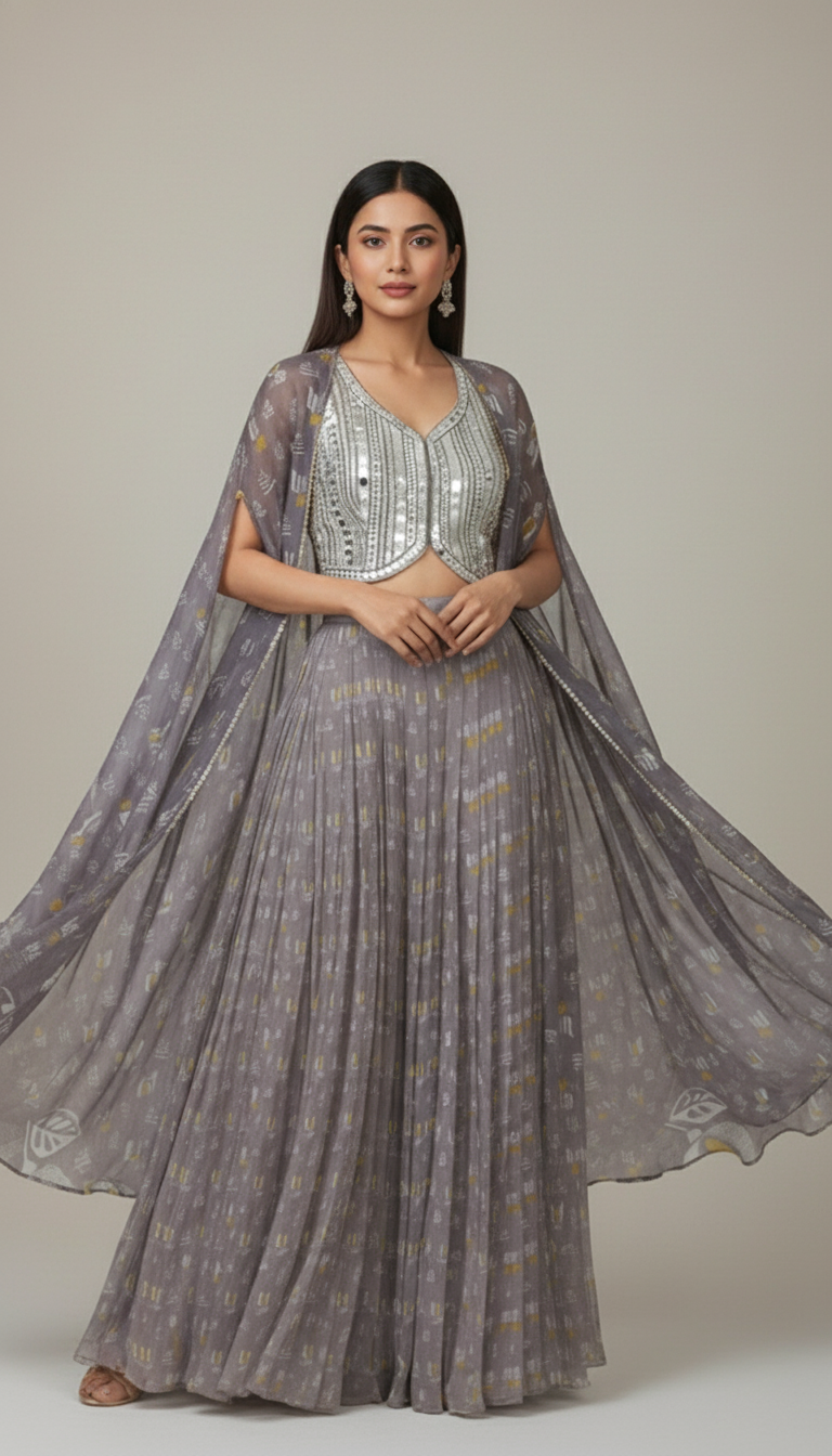 Smoky Lilac Mirror Cape Set