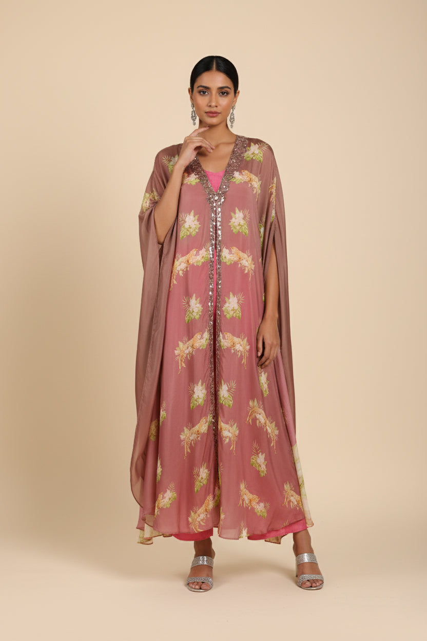 Rosewood Palm Kaftan Set