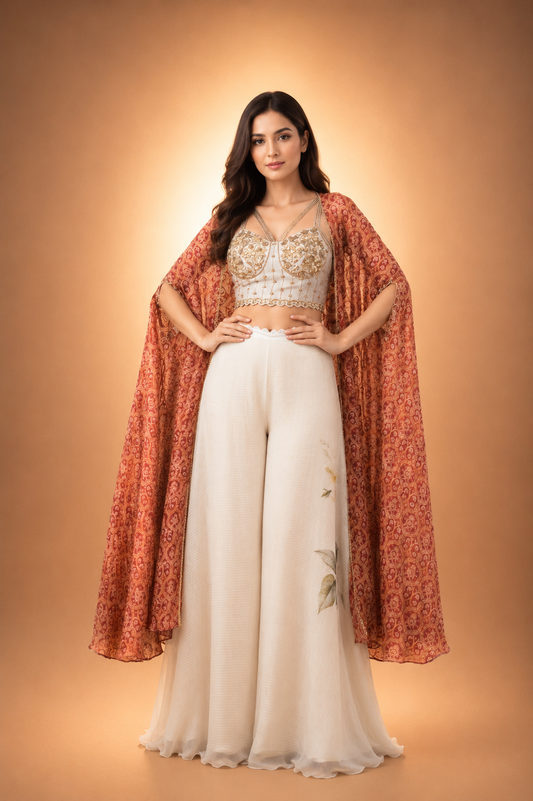 Ivory Ember Cape Palazzo Set