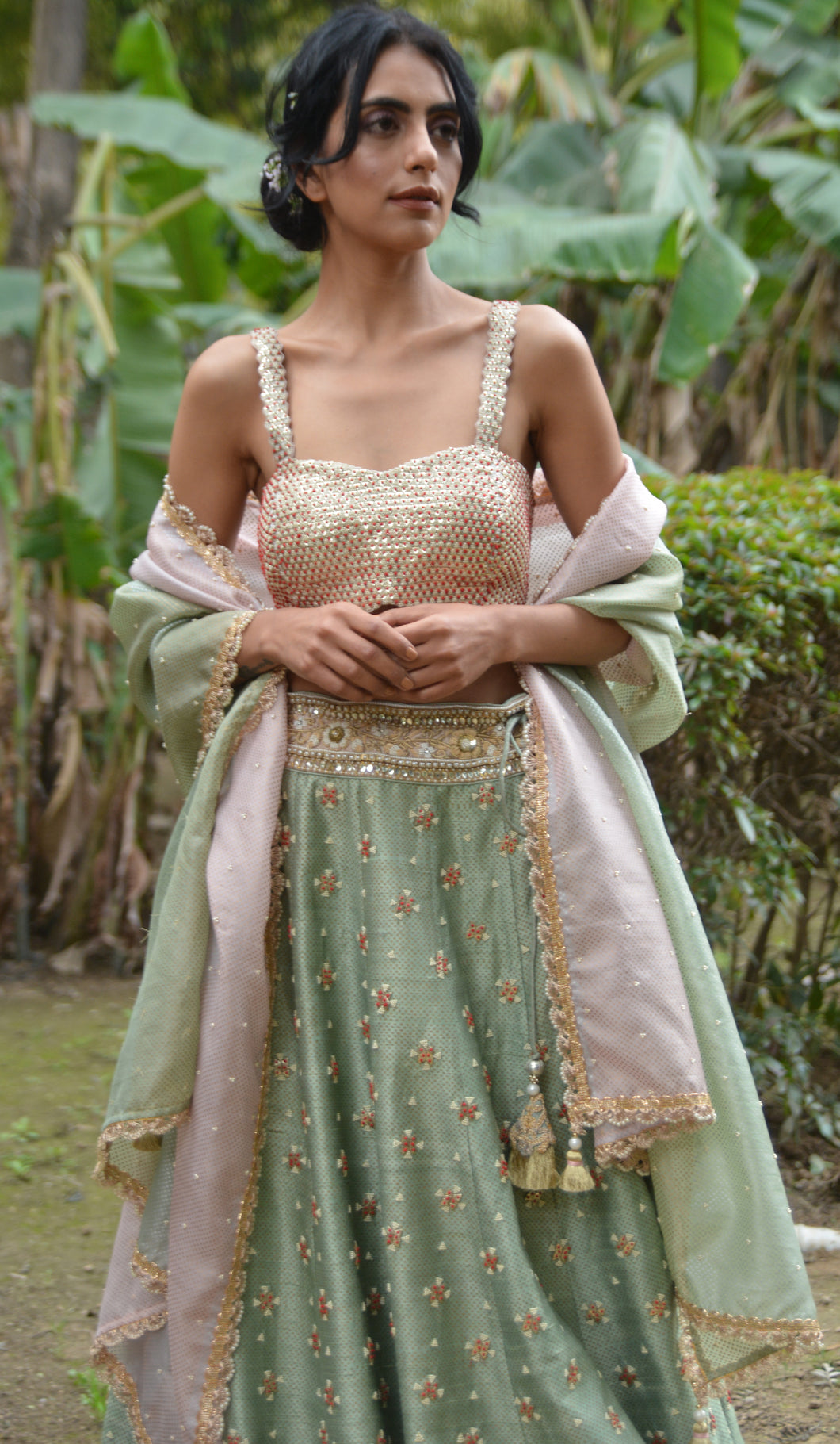 LEATHER BOOTI BUSITER  AND LEHENGA