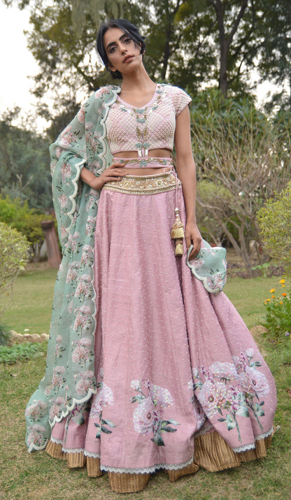 DIGITAL PRINTED EMBROIDERED BUTTERCUP LEHENGA