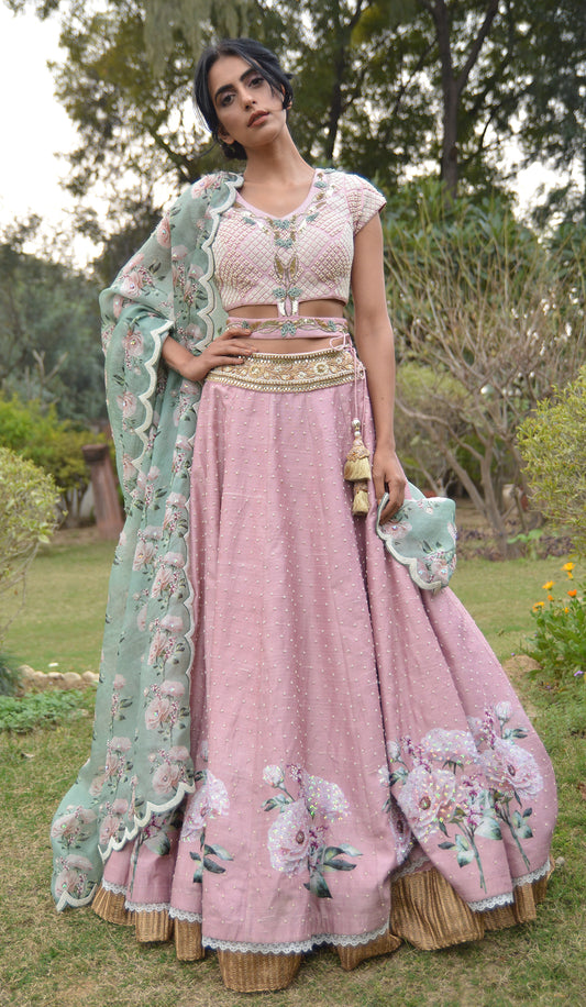 DIGITAL PRINTED EMBROIDERED BUTTERCUP LEHENGA