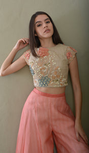 EMBROIDERED TOP AND PALAZZOS