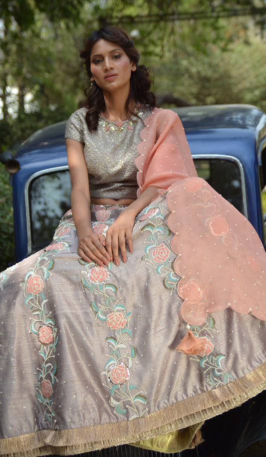 EMBROIDERED LEHENGA SET