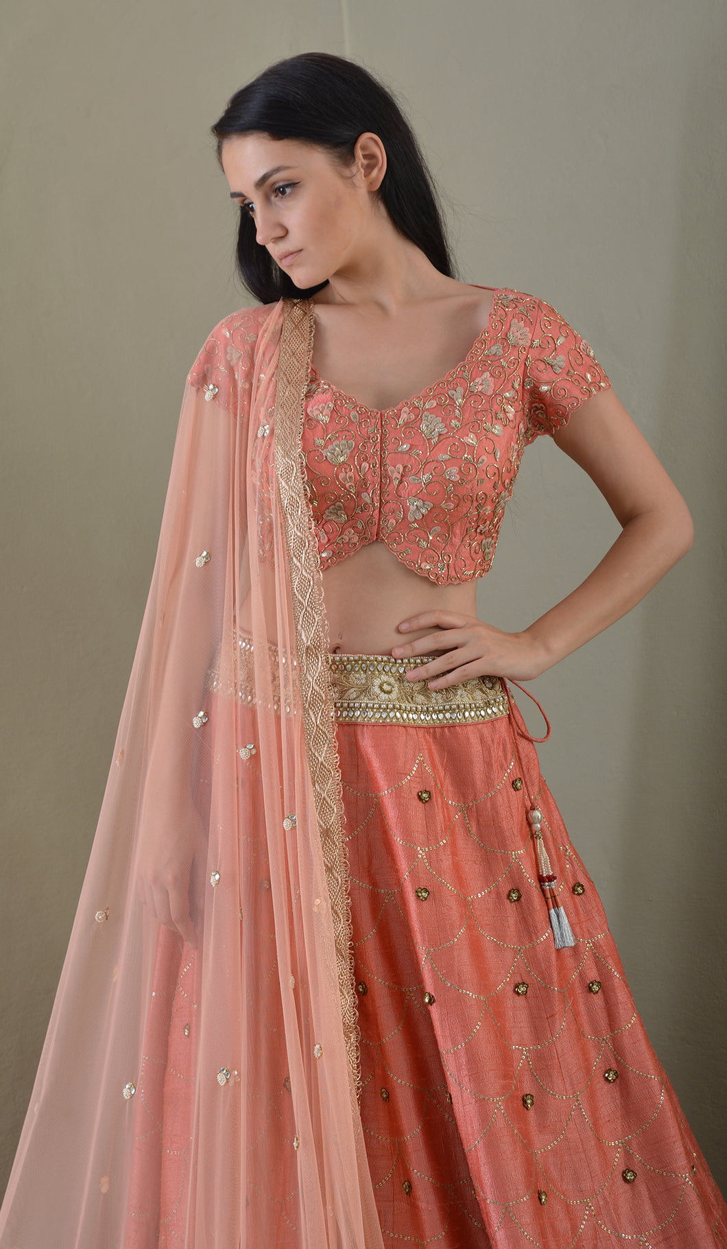 CORAL LEHENGA
