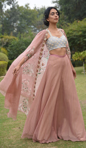 EMBROIDERED BLOUSE & PRINTED CAPE SET