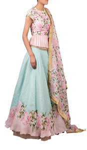 TWO TONE LEHENGA WITH 3 PEARL SCATTER