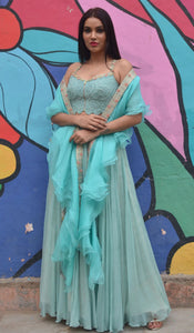 ZARDOZI RAW SILK BUSTER SET
