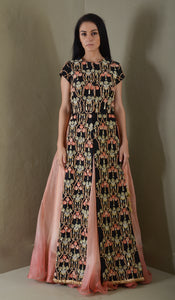 BLACK LONG 3D FLORAL SUIT