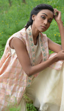 Load image into Gallery viewer, HANDLOOM CHANDERI CROPTOP WITH CHIFFON PLAZZO AND JACKET

